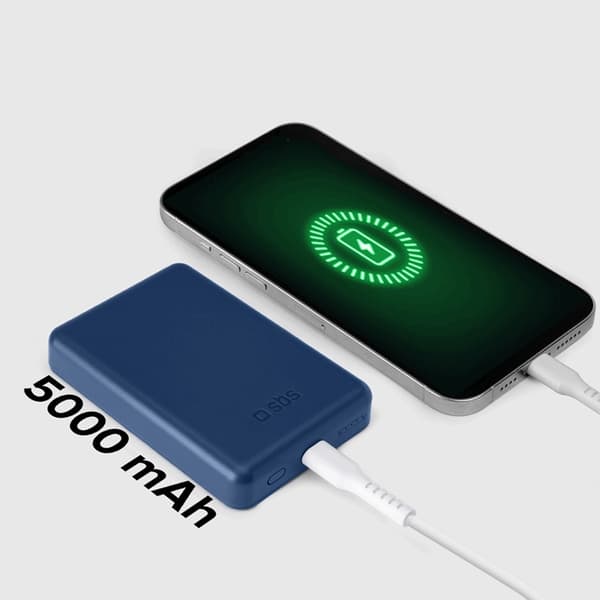 SBS MagSafe Trådlös Power Bank 5000 mAh USB-C - Blå