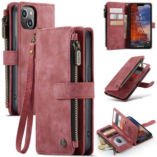 CASEME iPhone 14 Plus Plånboksfodral C30 Zipper - Röd