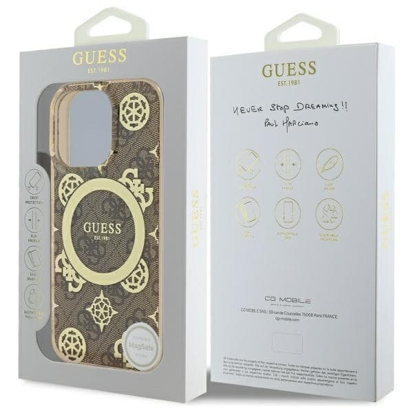 Guess Mobilskal till iPhone 16 Pro Max MagSafe IML Peony On 4G - Brun Brun