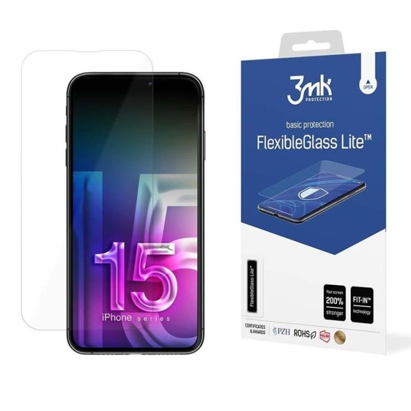 3MK FlexibleGlass Lite Hybrid Glas Skærmbeskytter iPhone 15 Pro Max