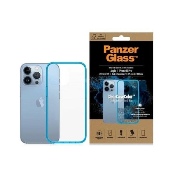 PanzerGlass Mobilskal till iPhone 13 Pro Antibacterial - Transparent/Bla Transparent