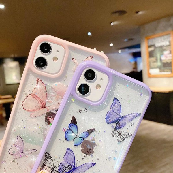 Bling Star Butterfly Skal till iPhone 13 Pro Max - Rosa Rosa