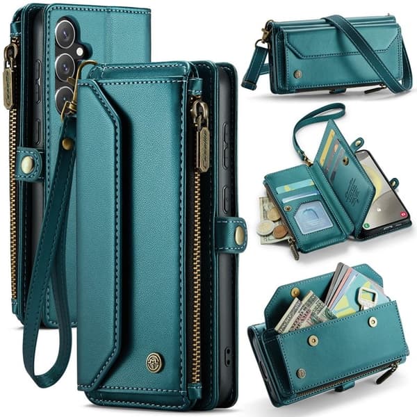 CASEME Plånboksfodral Konstläder för Samsung Galaxy S25+ - Grön