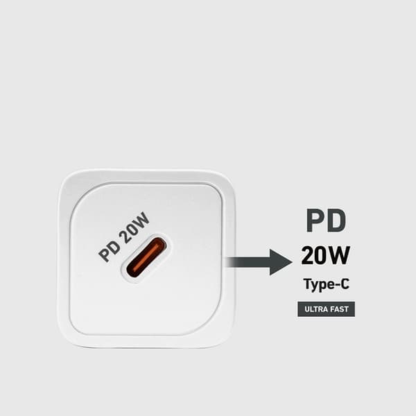 SBS Snabbladdare 20W GaN Power Delivery - Vit Vit