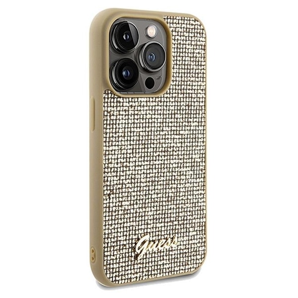 Guess iPhone 14 Pro Max Mobilskal Disco Script Metal - Guld