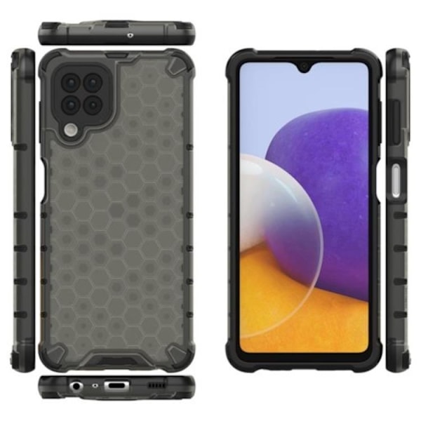 Galaxy A22 4G Mobilskal HoneyComb - Sort Black