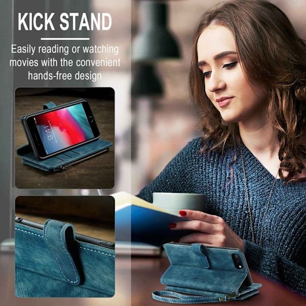 CASEME C30 Plånboksfodral för iPhone 6 Plus/6s Plus - Blå Konstläder