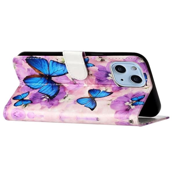 iPhone 14 Plus Plånboksfodral Folio Flip - Butterfly Flerfärgad