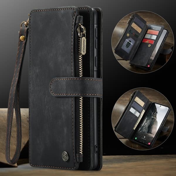 CASEME Konstläder Plånboksfodral för Samsung Galaxy A17 5G/4G - Svart