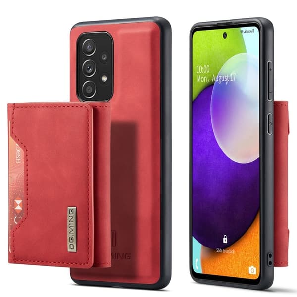 DG.MING M2 Tri-fold Plånboksfodral Samsung Galaxy A52s 5G Röd
