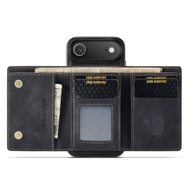 DG.MING iPhone Air Konstläder Plånboksfodral Kickstand PU - Svart