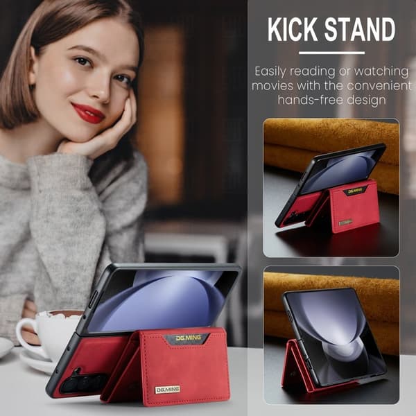 DG.MING M2 Kickstand Plånboksfodral Samsung Galaxy Z Fold5 Röd