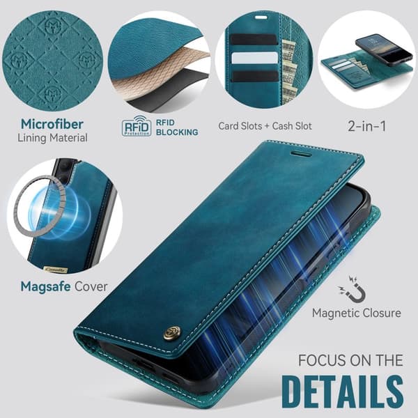 CaseMe Plånboksfodral för Samsung Galaxy S26 Plus Konstläder RFID Grön