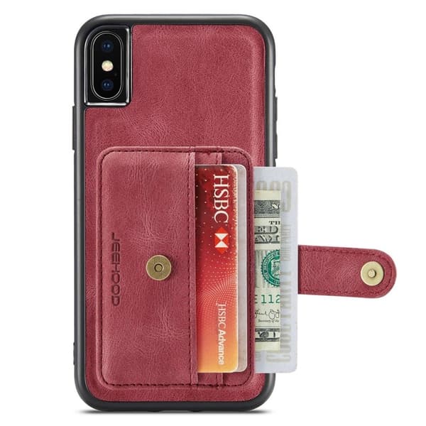 JEEHOOD Mobilskal till iPhone XS Max Shockproof Wallet Röd