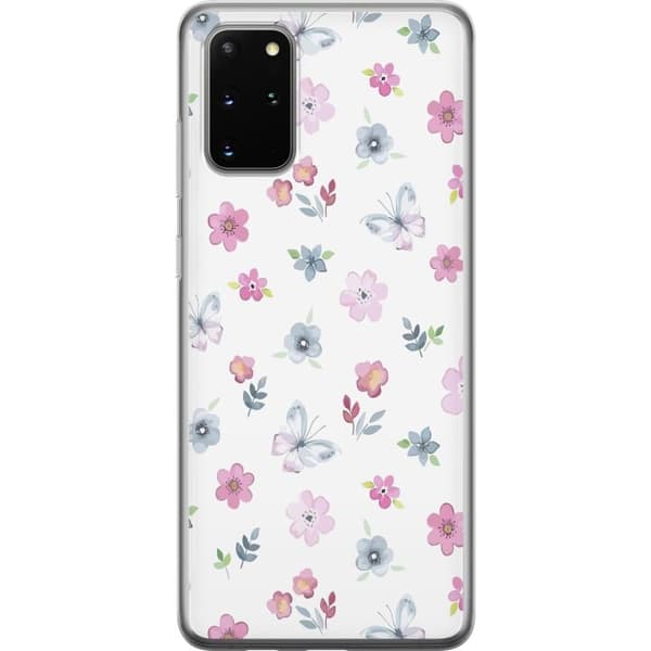 Telefontaske til Samsung Galaxy S20+ med blomster og sommerfugle