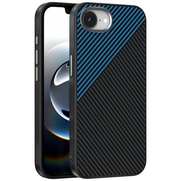 ABEEL Mobilskal till iPhone 16e MagSafe Carbon Fiber Texture - Blå Blå