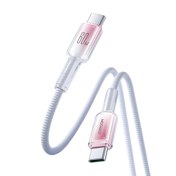 Joyroom S-A42 USB-C - USB-C 60W 1.2m Kabel Crystal-Clear Series - Vit Vit