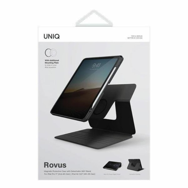 Uniq iPad Pro 11 (2022/2021) -kotelo Rovus Magnetic - musta