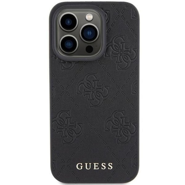 Guess iPhone 15 Pro Mobilskal Läder Stamped - Svart Svart