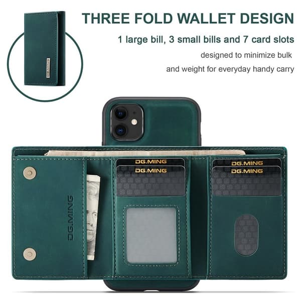 DG.MING Konstläder Plånboksfodral med Kickstand för iPhone 11 - Grön