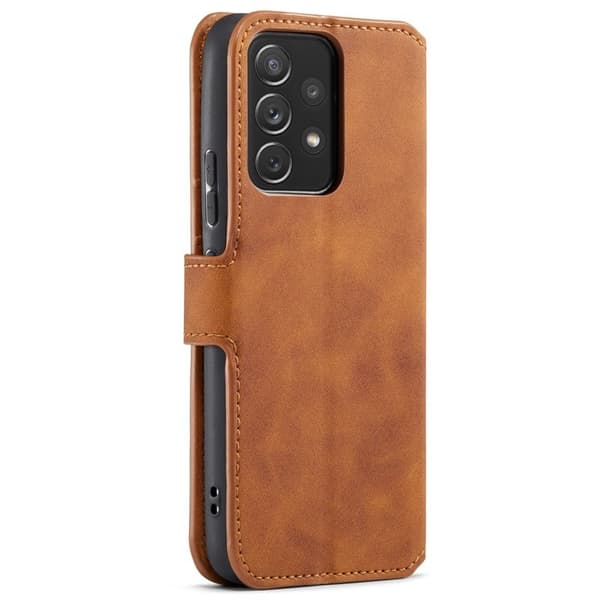 DG.MING Stand Samsung Galaxy A53 5G Konstläder Plånboksfodral Brun