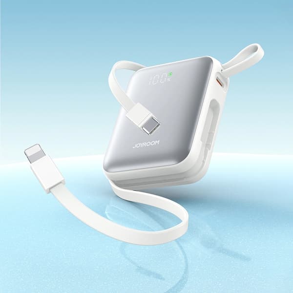 Joyroom Powerbank 10000mAh 22.5W USB-C - Lightning Kabel Vit Vit