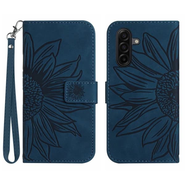 Samsung Galaxy S26 Plånboksfodral Solrostryck Konstläder - Blå