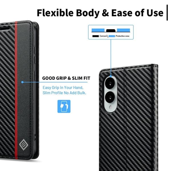 LC.IMEEKE Samsung Galaxy S25 Edge Plånboksfodral Konstläder - Vit