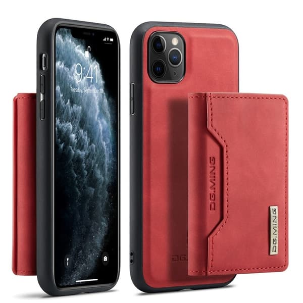 DG.MING 2-in-1 Konstläder Plånboksfodral i Röd för iPhone 11 Pro Max