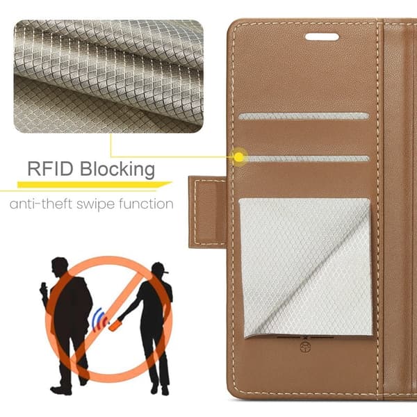CASEME Plånboksfodral Konstläder till iPhone 16 Plus - RFID-Skydd, Brun