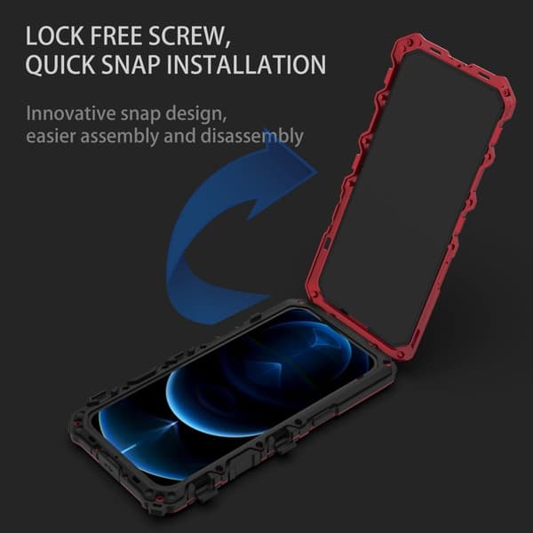 R-JUST Mobilskal till iPhone 14 Pro Max i Silikon + Metall - Röd