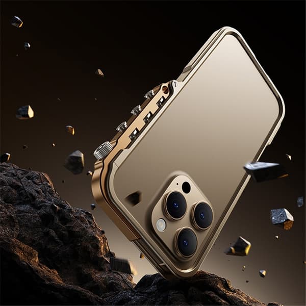 Mobilskal till iPhone 16 Pro Max Bumper Aluminum Metal Frame - Guld Guld
