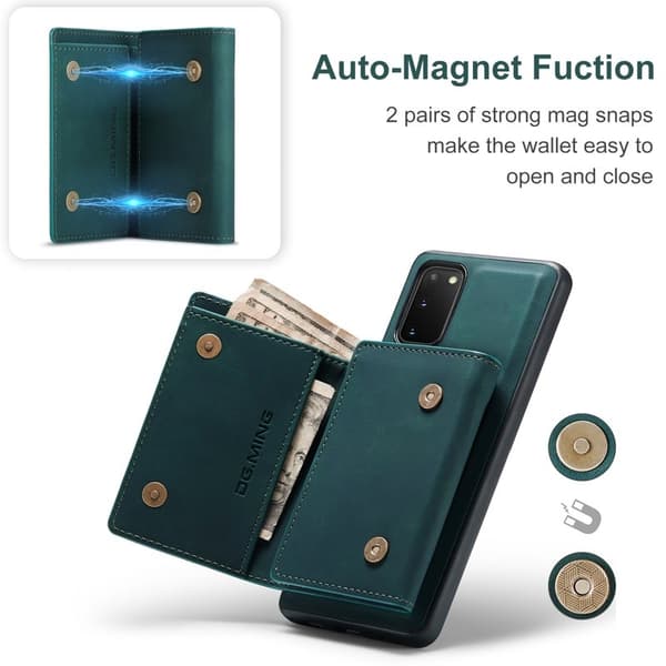 DG.MING 2-in-1 Plånboksfodral med Magnet för Samsung S20 - Grön