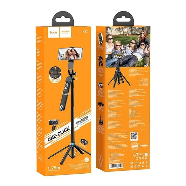 Hoco Selfie Stick Bluetooth med Fjärrkontroll K22 - Svart