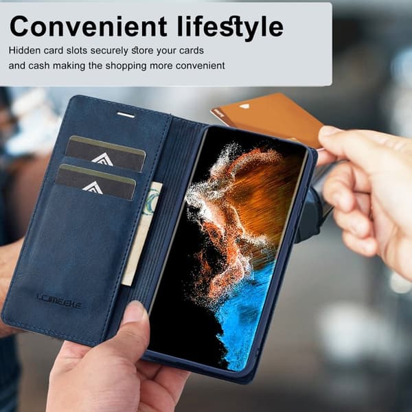 LC.IMEEKE Samsung Galaxy S23 Plånboksfodral Konstläder - Blå