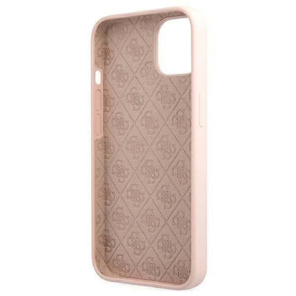 Guess iPhone 13 Skal Magsafe Silicone Script Gold Logo - LjusRosa Rosa