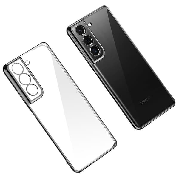 SULADA Transparent Mobilskal Electroplating PC för Galaxy S21+ 5G - Svart