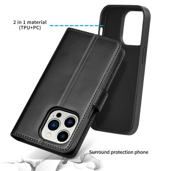 Puloka iPhone 12 Pro Max Wallet Case Magsafe 2in1 - musta