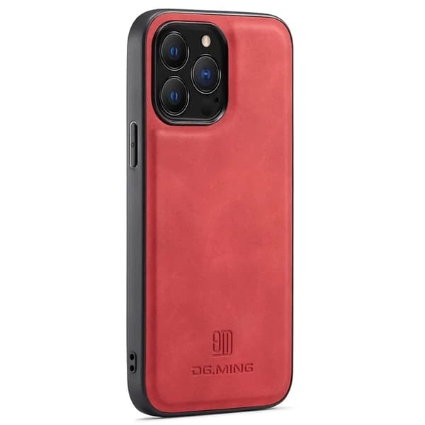 DG.MING Mobilskal till iPhone 16 Pro Hybrid Läder - Röd Röd