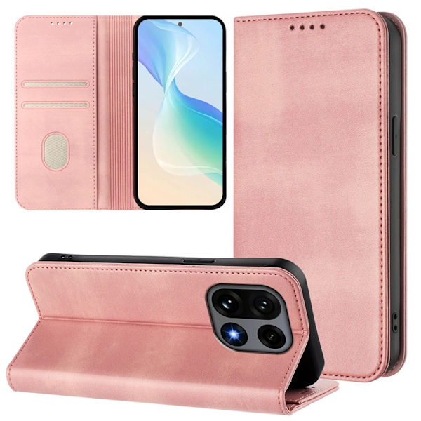 OnePlus 15 Plånboksfodral Retro RFID-Skydd Konstläder Rosa