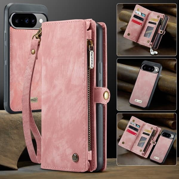 CASEME 008 Plånboksfodral till Google Pixel 10 Pro Konstläder - Rosa
