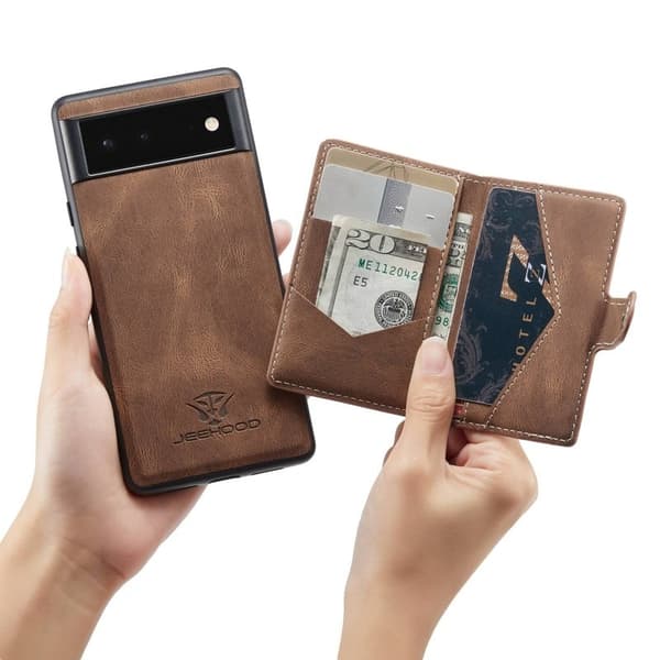JEEHOOD Detachable Mobilskal Google Pixel 7 5G Brun