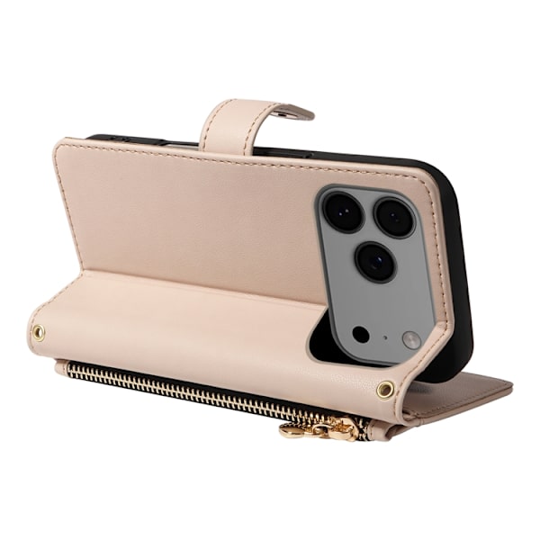 iPhone 17 Pro Max Plånboksfodral Rhombus Läder - Beige Beige