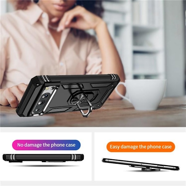 Telefontaske til Google Pixel 8 Pro Ringholder Kickstand - Sort Black