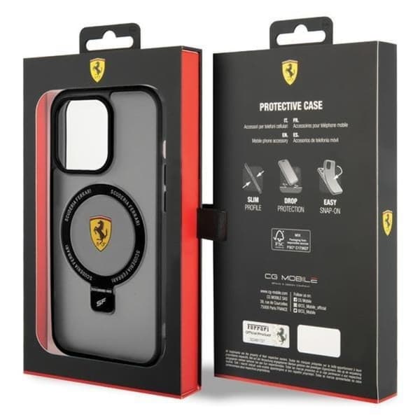 Ferrari iPhone 15 Mobilskal Magsafe Ring Stand 2023 Kollektion Black