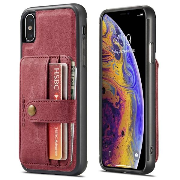 JEEHOOD Mobilskal till iPhone XS Max Shockproof Wallet Röd