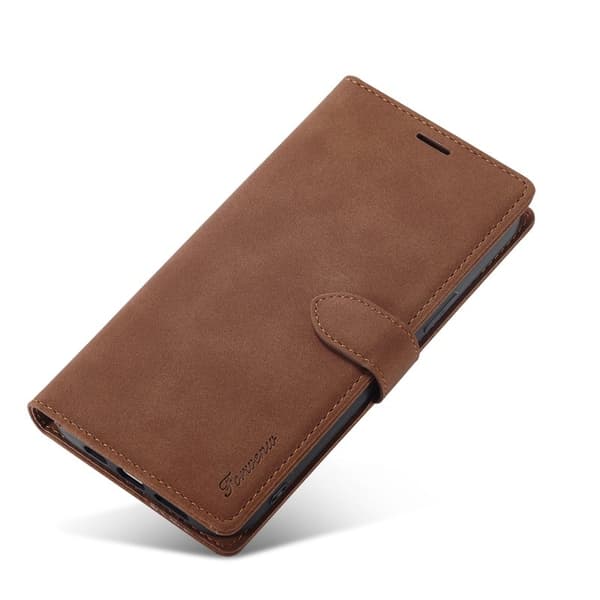 FORWENW F1 Series iPhone 15 Pro Max Plånboksfodral Konstläder - Brun