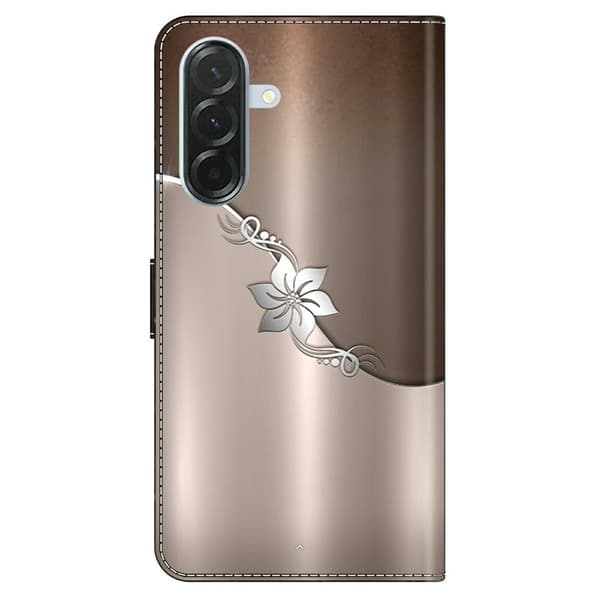 Samsung Galaxy A57 Plånboksfodral Konstläder Magnetisk Stängning - Silver Blomma