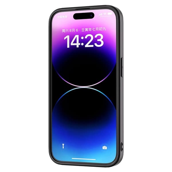 ABEEL Mobilskal till iPhone 15 Pro Max Äkta Läder PC+TPU Nappa Svart