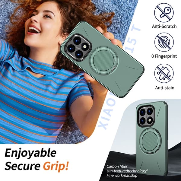 Mobilskal till Xiaomi 15T Magsafe Rotating Kickstand TPU + PC Grön